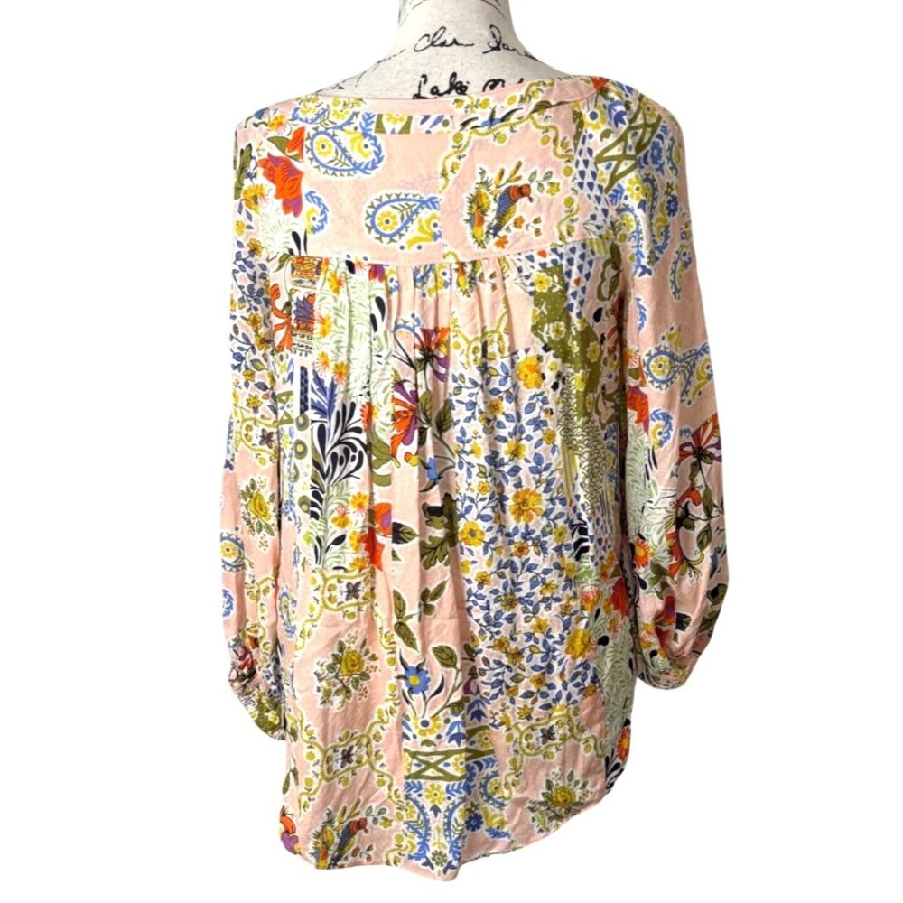 Maeve by Anthropologie Size 4 Boswell Top Boho Floral Paisley Peasant Blouse - Picture 4 of 9